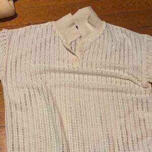White Knit Polo Shirt